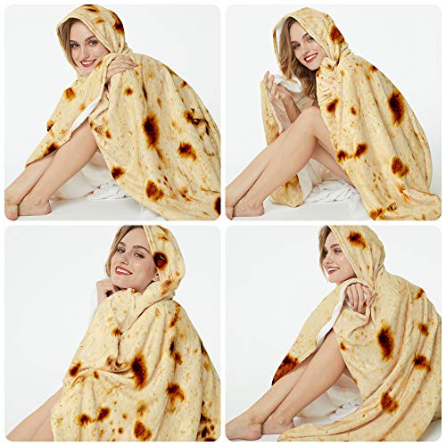 Burrito Tortilla Throw Blanket, Letsfunny Burrito Wrap Novelty Taco Tortilla Blankets For Adults/Kids, Funny Gifts For Kids Adult Mom Women Birthday, Giant Round Food Throw Blanket For Bed, Couch #TOP5