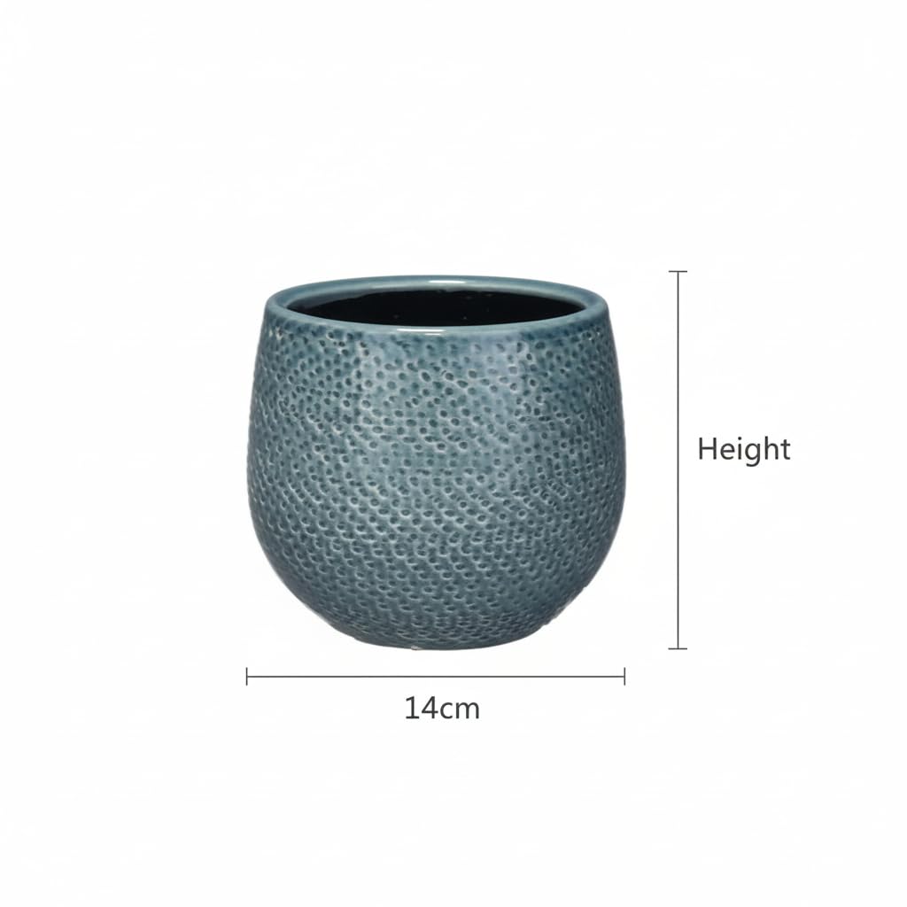 Blumentopf aus Keramik, für Innen und Außen, Blau, Ø 14 cm