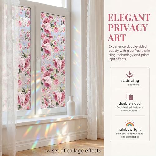 Película de privacidad para ventana floral 3D miniatura 4