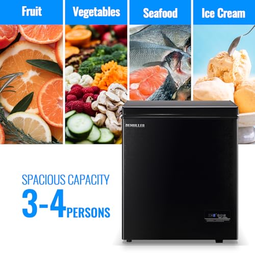 Image of DEMULLER Chest Freezer 4.0 CU. FT Ultra-low Temperature Deep Freezers (Down to -12 ℉) with TWO Removable Baskets Accurate Display of Cabinet Temp Freestanding Black