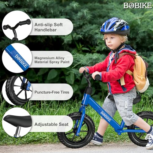 Image of Bobike Toddler Balance Bike Toys for 2 to 5 Year Old Girls Boys Adjustable Seat and Handlebar No-Pedal Training Bike Best Gifts for Kids