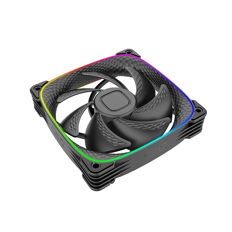 Squama 2503 RGB PWM Fan – 120 mm – 1 Pack – Performance & Silent Balance – Dual Lighting Loop – Scheda madre SYNC con 5V 3pin – 4pin PWM – Nero (GEO-S2503B-1)
