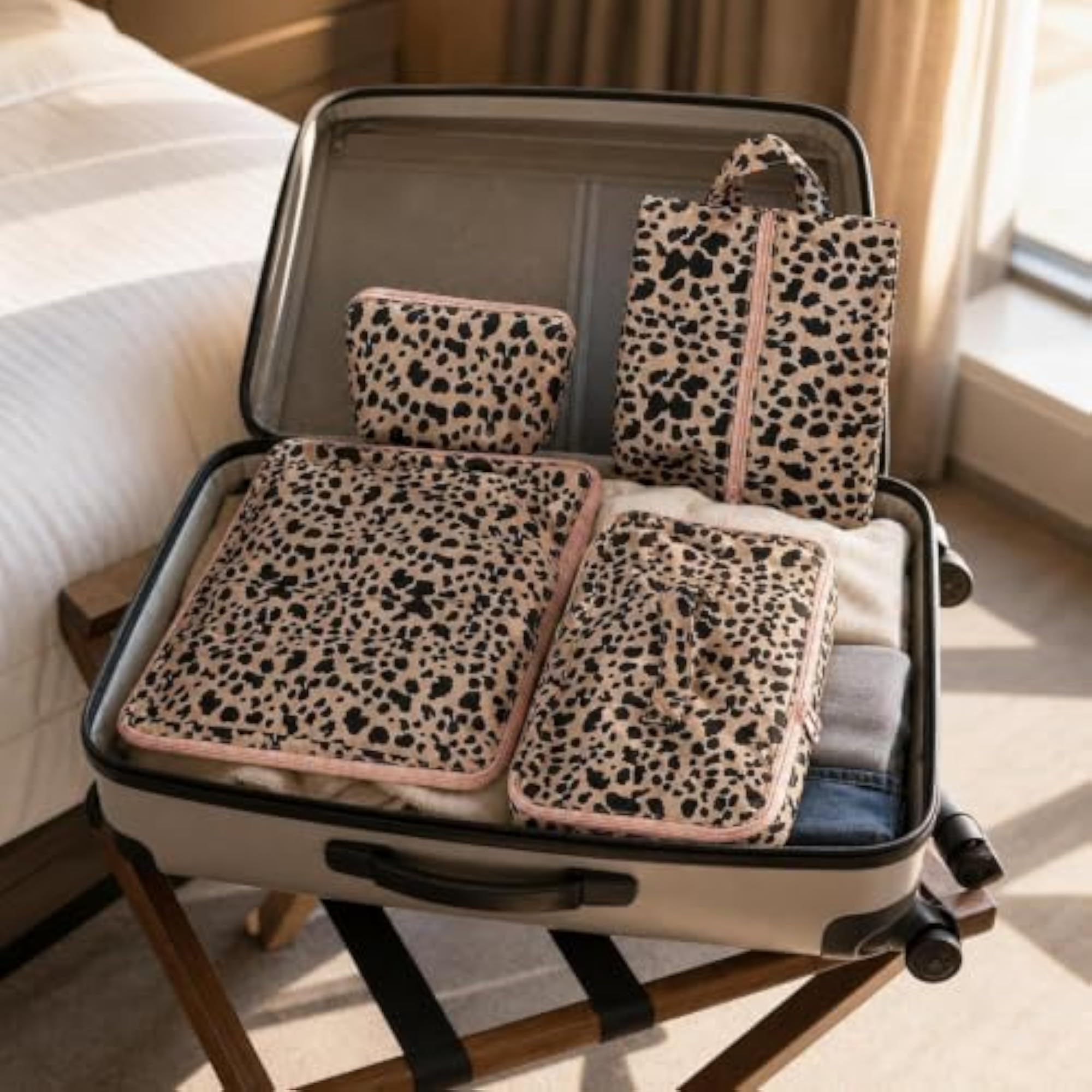 Japanese Stripe Cat Travel Organizer Bags Set