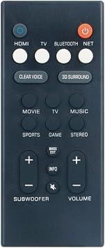VCQ9140 Replacement Remote Control Compatible with Yamaha Sound Bar YAS-209BL YAS-109BL YAS-209 YAS-109 ATS-2090 ATS-1090 YAS209BL YAS109BL YAS209 YAS109 ATS2090 ATS1090