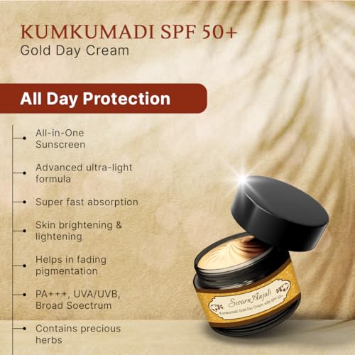 Herbs & Greens Kumkumadi SPF 50 UVA/UVB. PA++++ Gold Face Cream With 24k Gold | Lab Tested Broad Spectrum Protection | Skin Brightening Dark Spots/... - Image 2