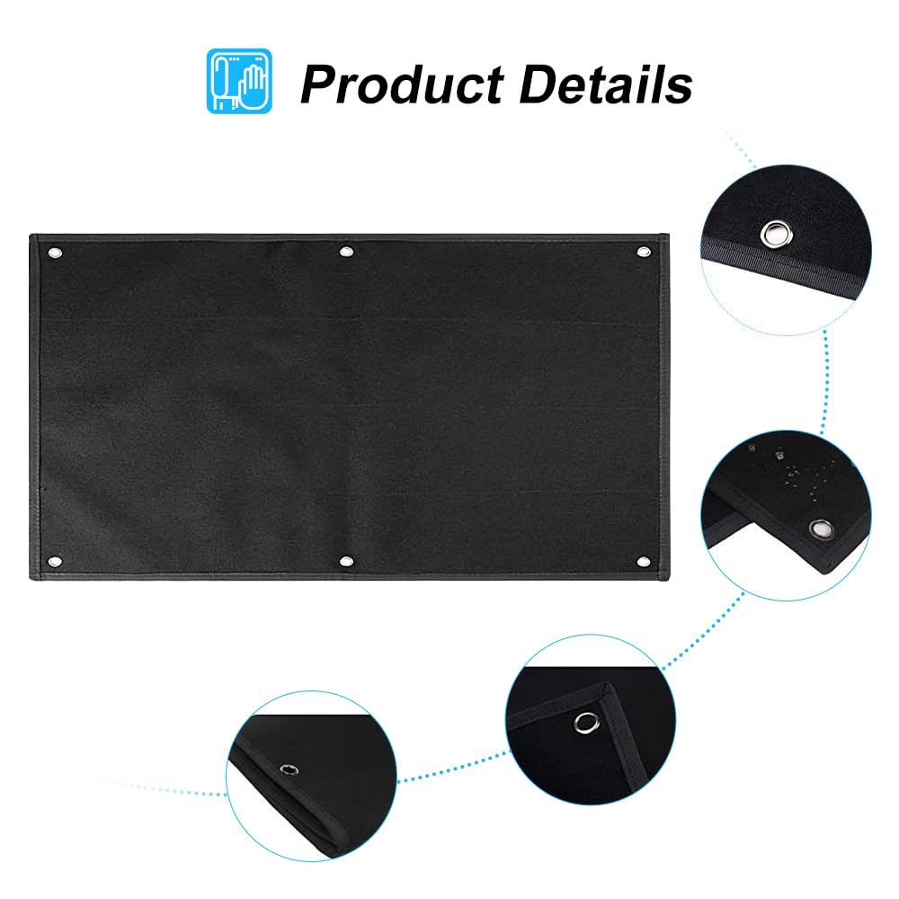 110 * 70cm Pannello Patch in Velcro, Pannello in Velcro in 1000D Oxford, per tattico, Militare, in Velcro, con 6 Occhielli, Pieghevole, Nero