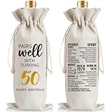 50th Birthday Gift Ideas for Women Men, 50 Years Old Birthday Party Decoration Wine Bag Gifts, Happy 50th Birthday Decor, Pairs Well with Turning 50, 1976 Wine Bag