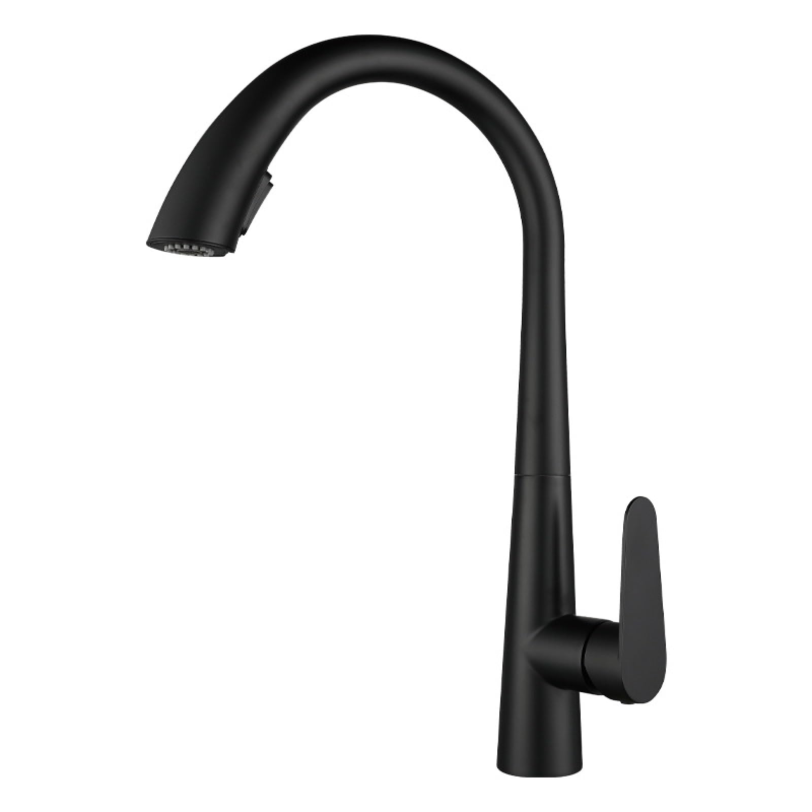 Fanjubei Black Kitchen 304 Stainless Steel Pull-Out Retractable Rotating Faucet,