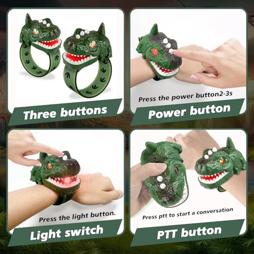 Image of Dinosaur Walkie Talkies for Kids, 2Pcs Rechargeable Dinosaur Toys for Kids | Long Range Dino Walkie Talkies for Camping Gear & Outdoor, Kids Toys Birthday Christmas Stocking Stuffers for Boys Girls