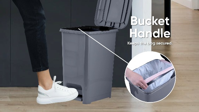 Superio Slim Pedal Trash Can, 64 Qt. Large Trash Can With Step-On Pedal, Durable Material Home And Kitchen Trash Can Black