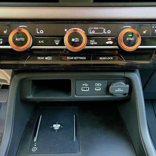 Image of for Honda 2026 Passport /2026 Pilot Interior Accessories, Aluminum Alloy one-Button Start Cover /Ring, air Conditioning knob, 5-piece Set (Orange)