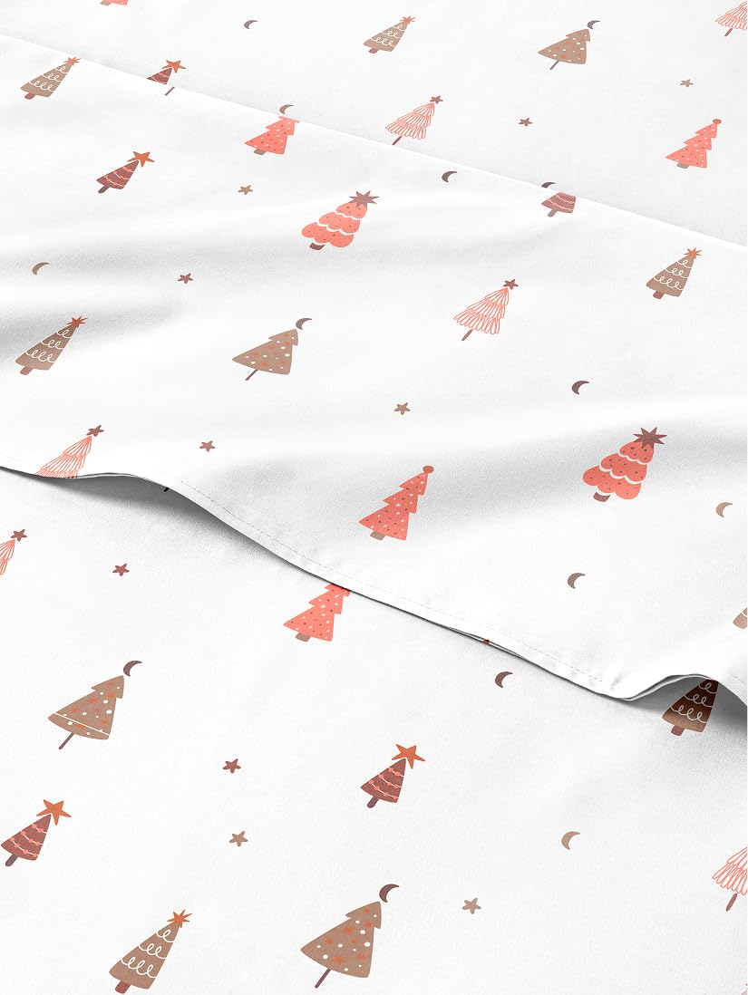 Christmas Sheet Set, Enchanted Pines, Holiday Xmas Bedding Set - Queen Size