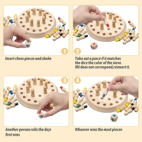 Image of Hop N Play Wooden Memory Match Stick Chess Game Board Game | BLOWEST | Colorful | Early Educational Toys Gifts for Boys, Brain Games | Kids