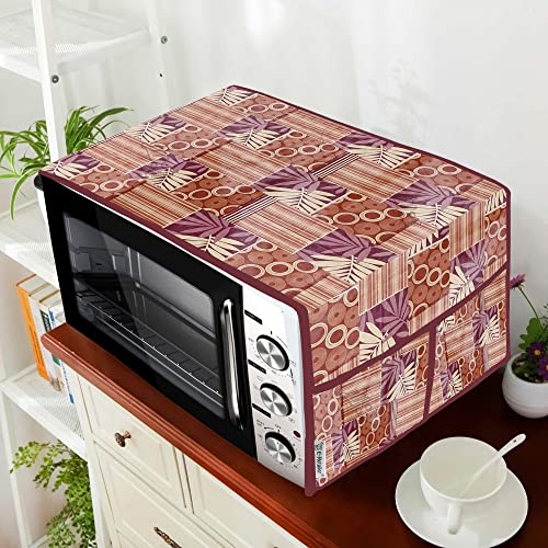 Image of PVC Waterproof 3-Layered Microwave Oven Top Cover With 4 Utility Pockets Suitable for Upto 30 Liter (Color- Maroon, Size-36x14 Inches Inches)