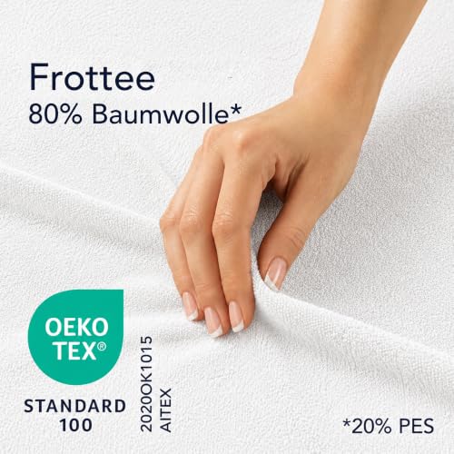 Dreamzie Spannbettlaken 90x200 Weiß - Frottee 80% Baumwolle, Oeko-Tex – Ansicht 2