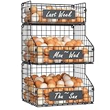 keomaisyto Egg Holder Countertop with Nameplate to Separate Eggs, 3 Tier Stackable Wire Storage Baskets for Gathering Fresh Eggs, Large Egg Rack for Countertop/Wall-Mounted, Medium (Patent Pending)