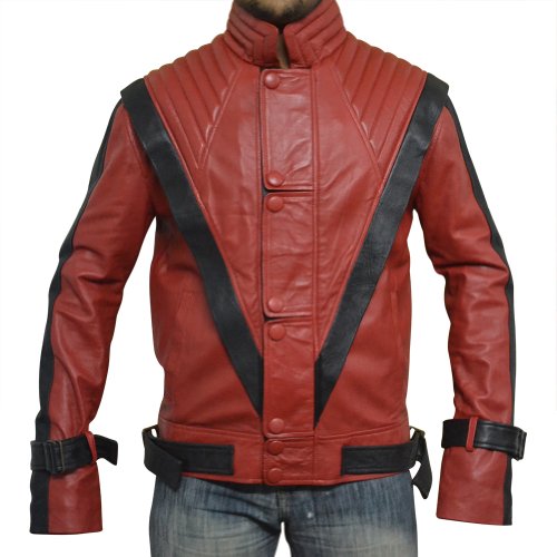 Michael Jackson Thriller Leather Jacket, RED, Faux Leather, 3XL
