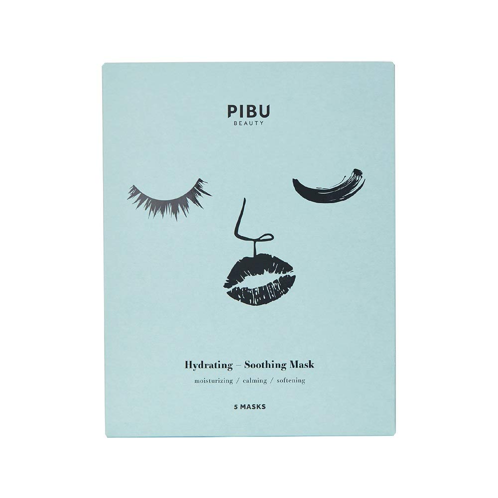 Pibu Hydrating & Soothing Face Mask. For Oily & Dry Skin. Blackhead Remover & Pore Minimizer, Nourishing & Exfoliating, 5pcs, Made in Korea