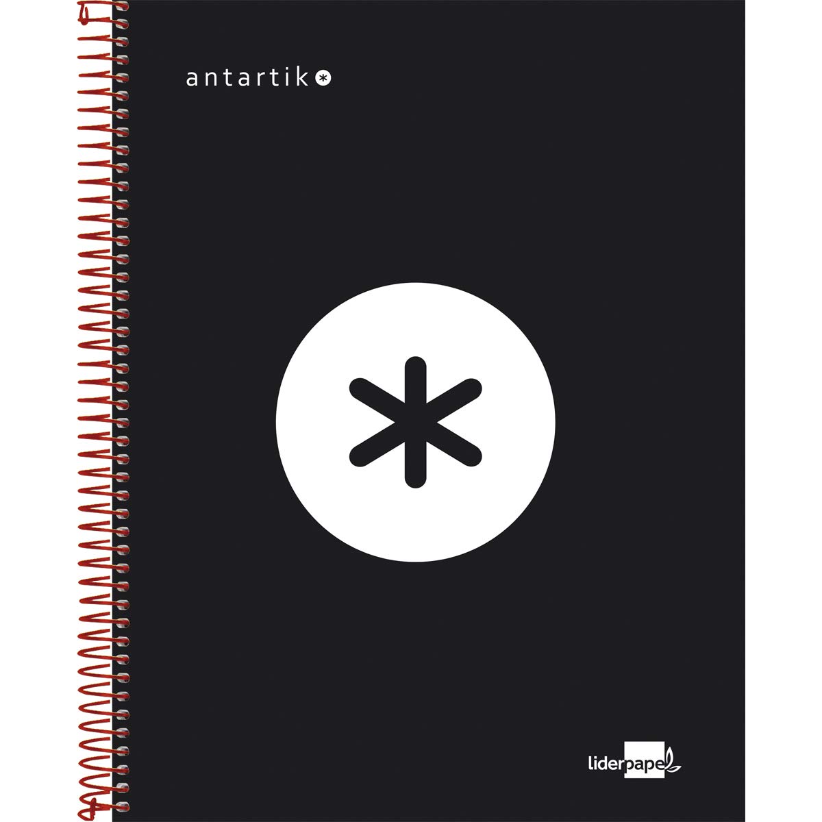 Liderpapel Spiral Notebook A5 Micro Antartik Lined Cover 120H 100 g Square 5 mm 5 Bands 6 Drills, Black