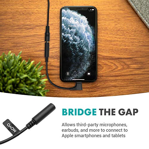 Movo IMA-3 Female 3.5Mm Trrs Microphone Audio Adapter Cable To Right-Angle Lightning Dongle thumb #1