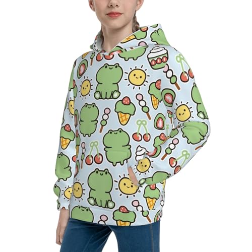 Cute Frog and Dessert Kid Hoodies Boys Sweatshirts Girls Pullover with Pocket2