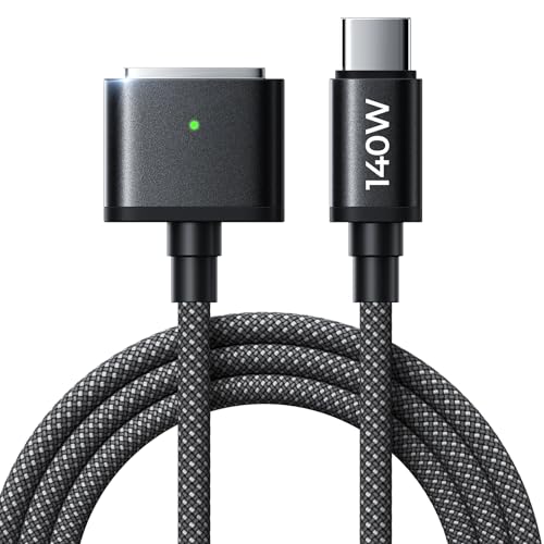LISEN 140W Magnetic Safe 3 Cable for MacBook Air/Pro Charger Cord (6.6FT Black), USB C to Magnetic 3 Cable for MacBook Air/Pro (15''/13'' M3 2024, 15" M2 2023, 13" M2 2022)