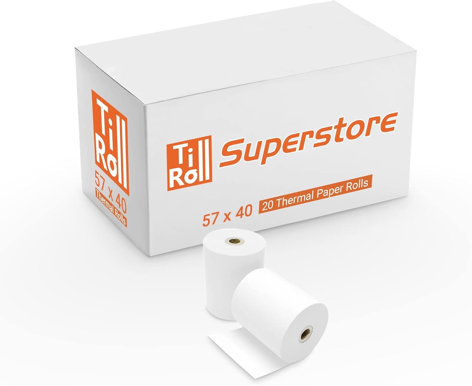57 x 40 Thermal Credit Card Machine Till Roll Receipt Paper 1 Box 20 Rolls 57 x 40 x 12.7mm Core 57x38 Fit Touchstar Touchpod 57mm (Pack of 20)