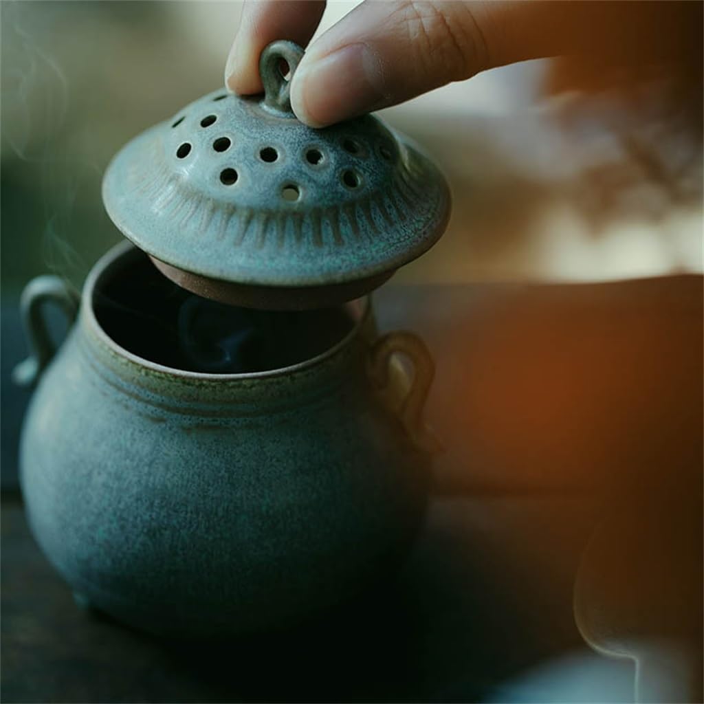 Soporte De Incienso Quemador de Incienso de Hilo de Arcilla marrón Hecho a Mano, Quemador de Incienso pequeño para Sala de té, decoración del hogar