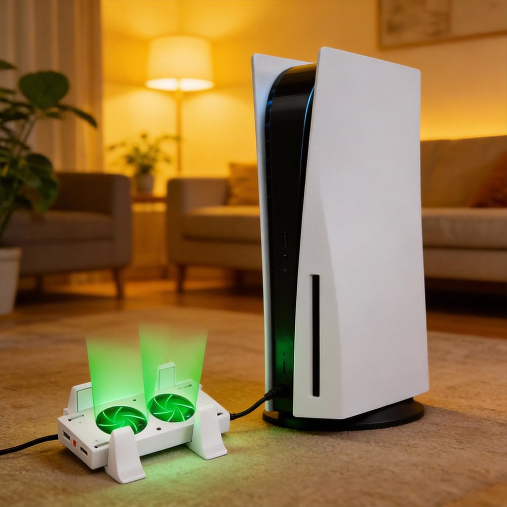 Soporte vertical con ventilador de refrigeración y puertos USB, sistema de refrigeración extraíble para consola serie S, diseño que ahorra espacio para un mejor rendimiento de juego