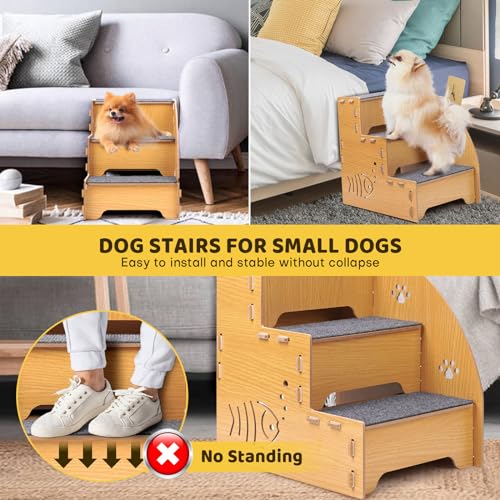 Dog-Stairs-for-Small-Dogs134-Wood-Dog-ramp-for-Bed-can-Disassembly-for-Up-to-110-PoundsSmallHurtOld-Dogs-CatsMini-3-LevelsAnti-Slip-Dog-ramp-for-CouchSuitable-for-SofaLow-Bed-HBHoushen - Cucciolini Doodles   Dog-Stairs-for-Small-Dogs134-Wood-Dog-ramp-for-Bed-can-Disassembly-for-Up-to-110-PoundsSmallHurtOld-Dogs-CatsMini-3-LevelsAnti-Slip-Dog-ramp-for-CouchSuitable-for-SofaLow-Bed-HBHoushen