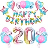 🎈 El paquete incluye: el kit de decoración para fiesta de feliz cumpleaños Rainbow Balloons incluye, [2 globos numéricos]; [10 globos de látex]; [6 piezas de globos de confeti] [1 pieza de globos de arco iris con letras de feliz cumpleaños]; [2 globos de papel de estrella]; [2 globos de corazón]