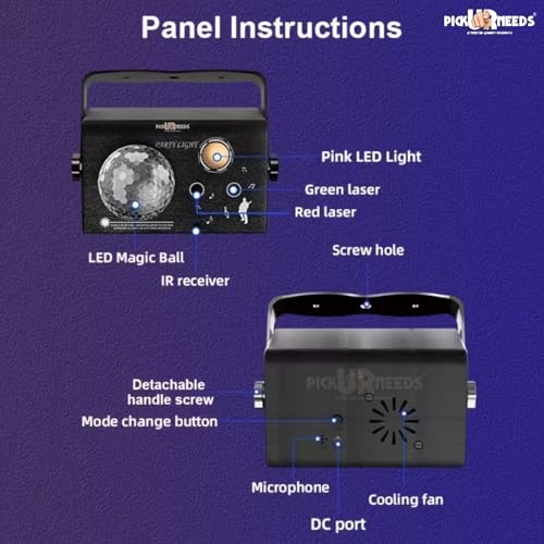 Image of Pick Ur Needs Party Lights DJ Disco Light with Remote - Sound Activated LED Strobe Laser Light Projector for Home, Club, Birthday, Wedding, Christmas, Stage - RGB Color Effects & Patterns