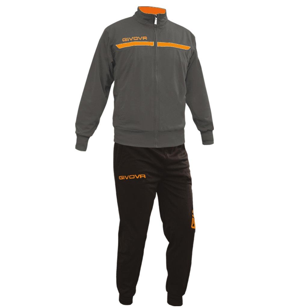 Givova, suit givova one full zip, dark gray/orange fluo, S