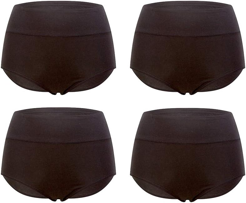 Comfyin Women Cotton Underwear 4 Pack High Waist Underpants Tummy Control Panties No Muffin Top Briefs