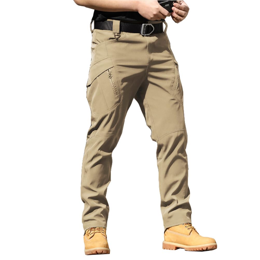 THWEI Pantalones cargo tácticos para hombre, resistentes al agua, para senderismo, trabajo al aire libre, con múltiples bolsillos, sin cinturón