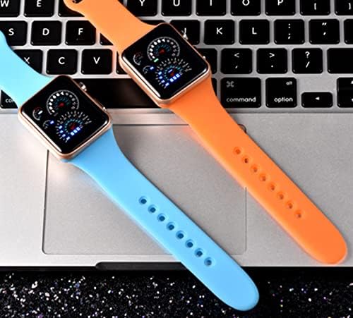 FANMIS 29 LED Sector Blue Red Light Digital Date Silicone Strap Men's Women's Sports Wrist Watch