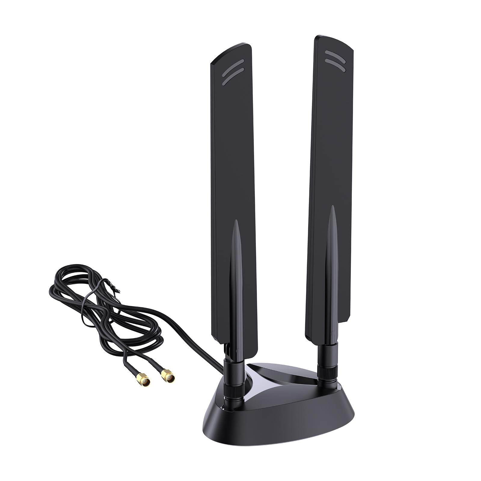 QFly WiFi 6e Tri-Band Antenna 6GHz/5GHz/2.4GHz RP-SMA Wi-Fi Antennas with Magnetic Base and 6.5ft Extension Cable for PC Desktop Computer PCIE Wireless Card Adapter Router