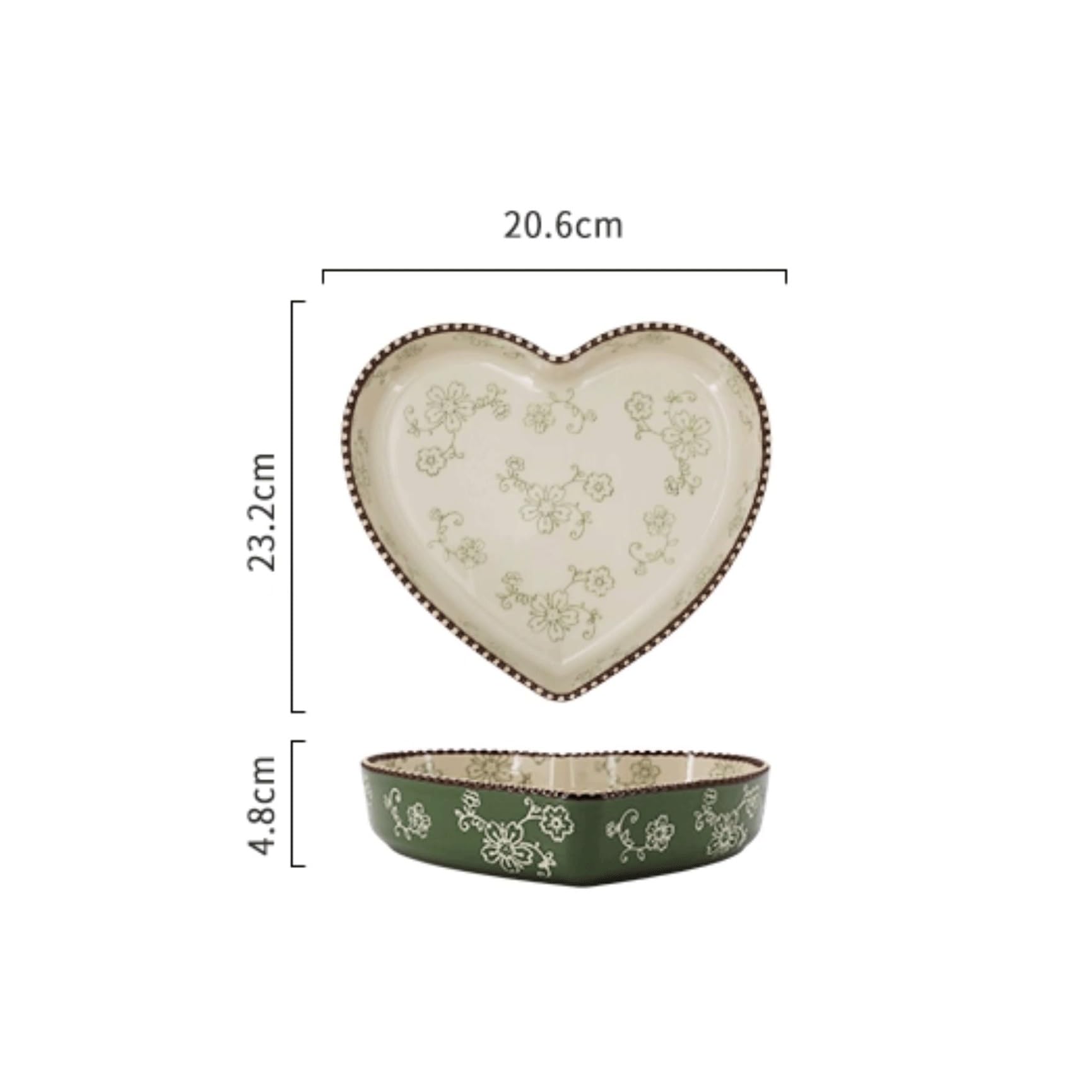 Versátil Plato for hornear de cerámica en forma corazón Navidad(Green)