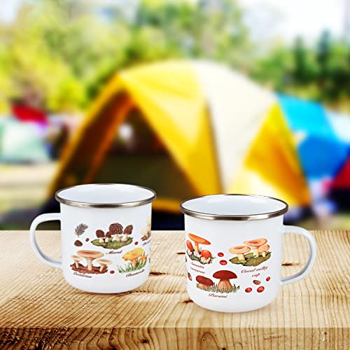 Vaipi 2 Pieces Mushroom Enamel Mug Gift Republic Mushroom Cup With Lid Set Cute Camping Coffee Mugs Kawai Metal Enamelware Tea Cups Mushroom Decor Gifts For Outdoor Campfire,Travel Hiking Walking #TOP6