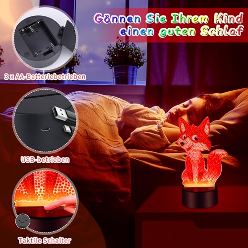 Zoyomax Diamond Painting Nachtlicht, Geschenke für Erwachsene, 3D Kreative Diamond Painting Lampe Fuchs, Weihnachts Geburtstags Geschenk