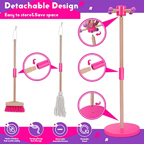 Mastertop Kids Cleaning Set 8 Piece, Wooden Detachable Cleaning Toys For Toddlers, Broom Dustpan Mop Brush Duster Rag Sponge And Hanging Stand, Pretend Play Household Cleaning Tools Gifts For Age 3-8 #TOP3