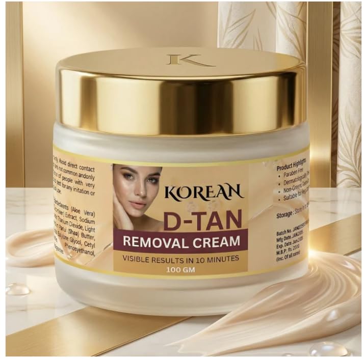 Image of Korean D-Tan Removal Cream Skin Brightening & Tan Removal Face and Body Cream for Dark Spots, Sun Tan, and Uneven Skin Tone (Pack of 1)