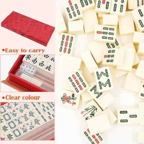 Mini Mahjong Set con estuche portátil y 2 dados miniatura 6