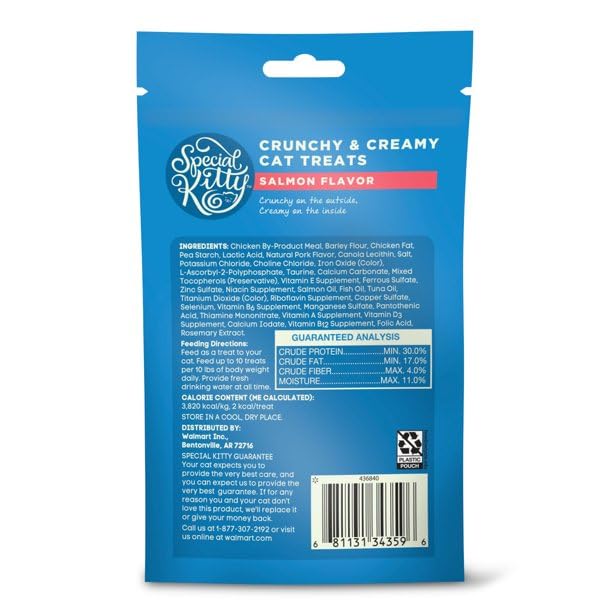 FYNORI (4 Packs) Salmon Cat Treat 3oz, Helps Clean Teeth and Prevent Tartar Buildup, Provides 100% Complete and Balanced Nutrition