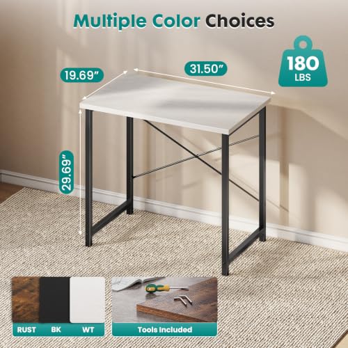Image of OLIXIS 32-Inch Small Computer Desk for Home Office, Morden White