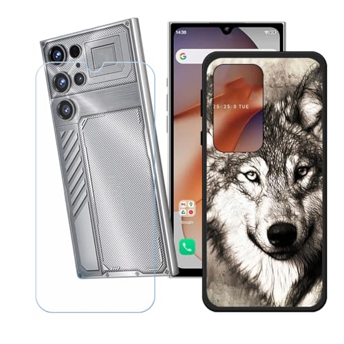 LCEHTOGYE �K�p Oukitel C61 GT +�����K���X�X�N���[���v���e�N�^�[�p�P�[�X�A�K�p Oukitel C61 GT (6,88")�ƌ݊����̂���u���b�N�\�t�gTPU�V���R���Q���P�[�X�ی�J�o�[ LH8