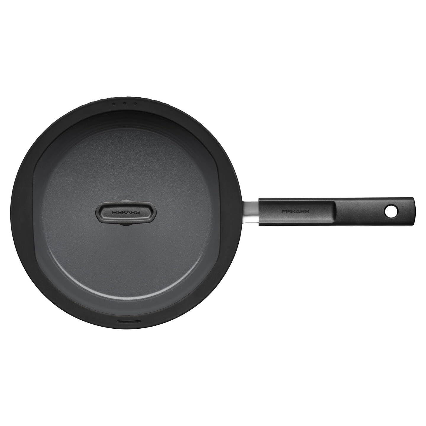 Fiskars Padella con Coperchio, Hard Face, Diametro 28 cm | Capacità: 3,5 litri, Rivestimento Antiaderente, Resistente ai Graffi, Alluminio/Plastica, Nero, 1075530