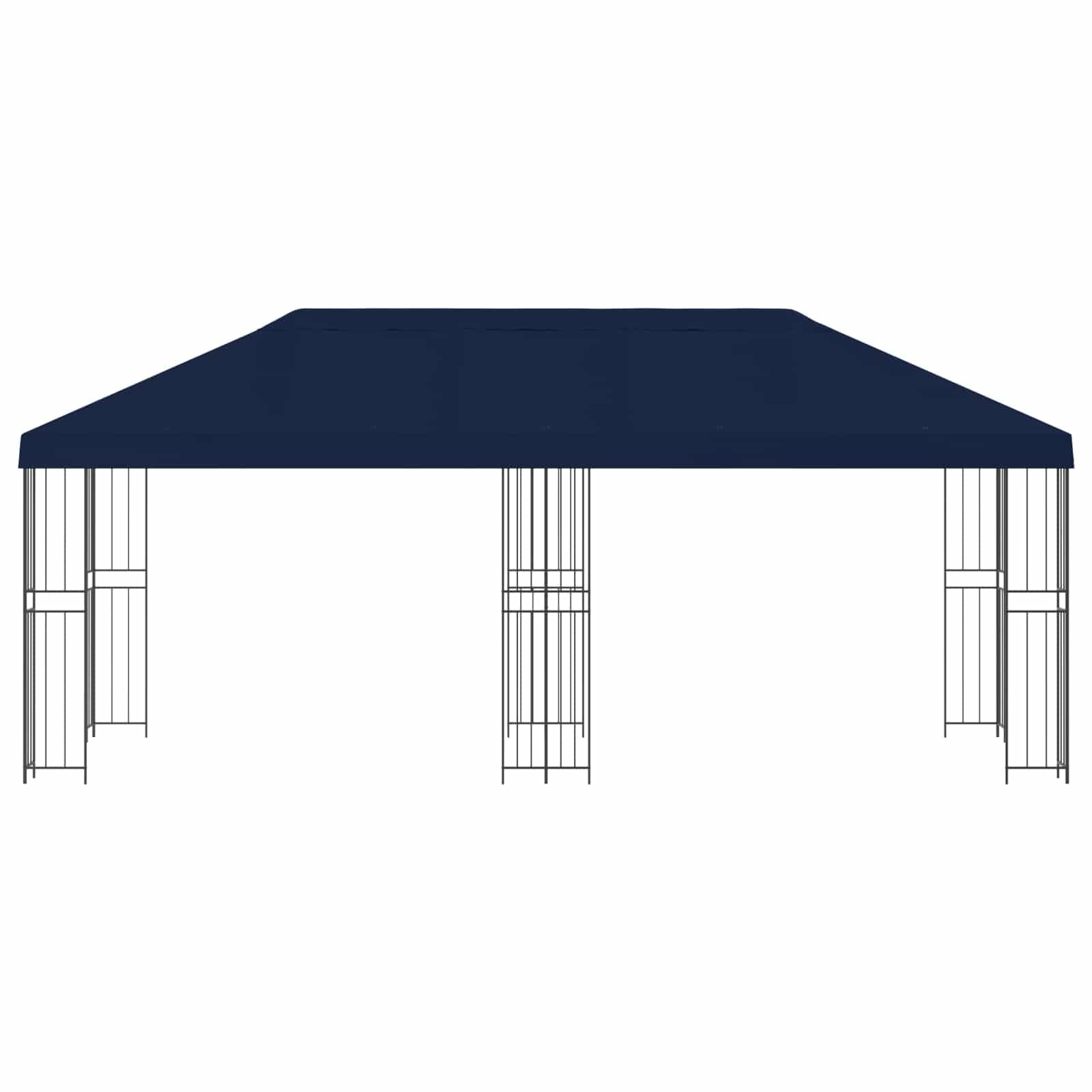 Carpa de jardín 6 x 3 m azul poliéster y acero, 190 g/m², paredes laterales con red y , techo con circulación de aire para exterior terraza