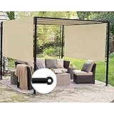Patio Outdoor Shade Universal Replacement Pergola Canopy Cover 9'x16' Beige with Grommets 2 Sides Weighted Rods Included Shade Screen Panel for Balcony Deck Porch