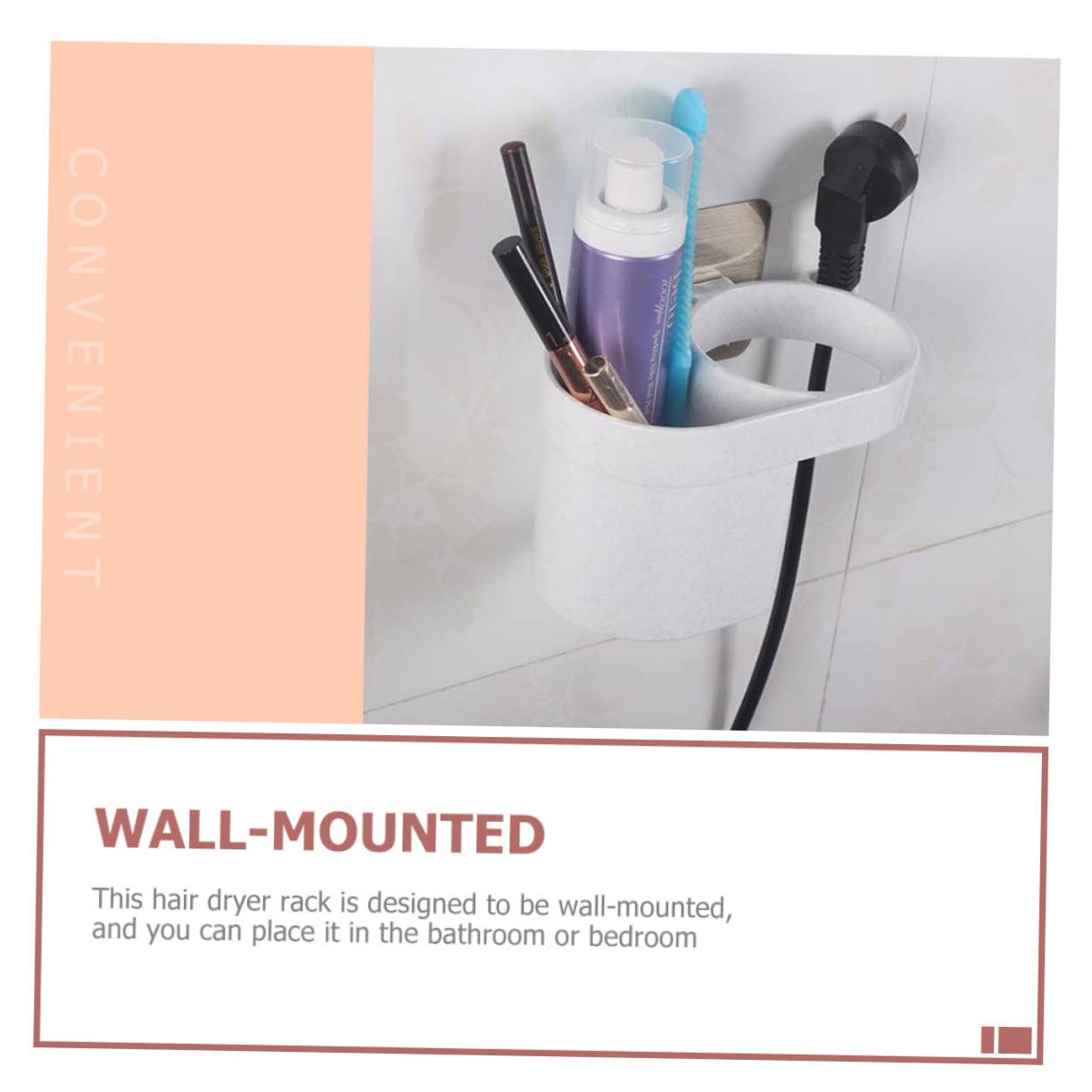 Alipis 3pezzi Supporto Per Asciugacapelli Adesivo Da Parete Organizer Per Phon Installazione Facile Perforazione Design Moderno Per Bagno e Camera Da Letto